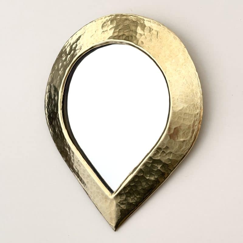 Miroir goutte en laiton marocain martelé