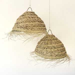 Suspensions en paille marocaine en forme de dôme, tressées à la main