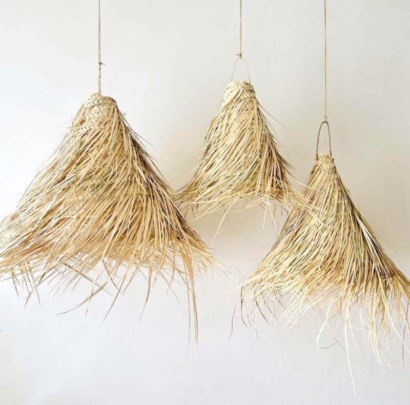 suspension en paille tressée – luminaire marocain artisanal