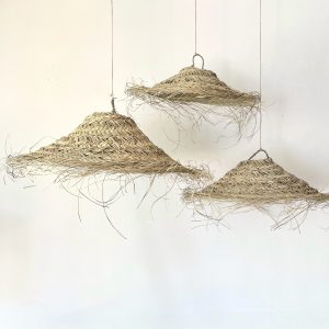 Suspensions paille parasol marocaines, luminaire bohème artisanal