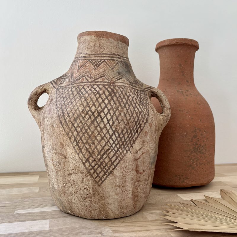 jarre berbère décorative en terre cuite – pièce artisanale du rif
