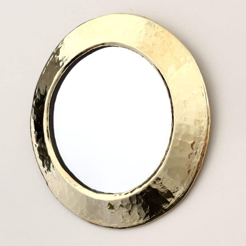 miroir rond en laiton martelé doré – miroir mural marocain artisanal