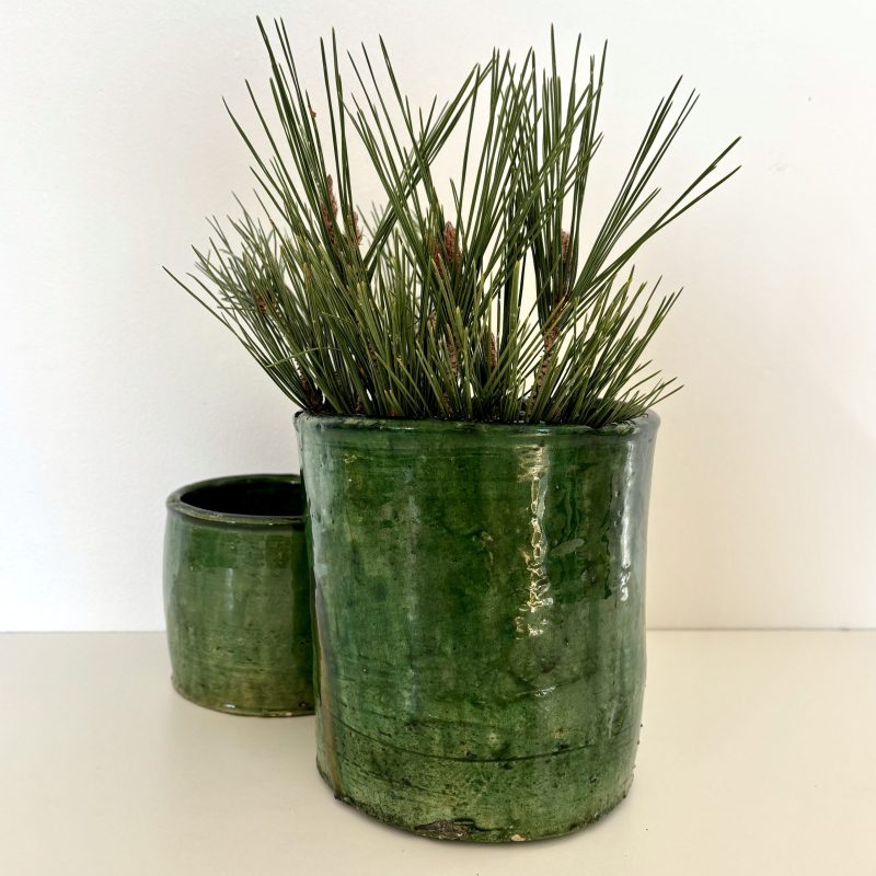 pot artisanal de tamegroute – poterie marocaine vernissée verte 15 cm