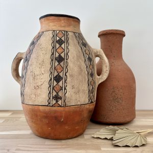 jarre artisanale en terre cuite brute avec anse – décoration marocaine 43 cm