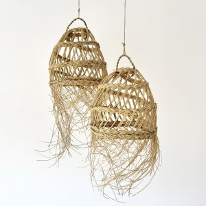 Suspension marocaine en paille ajourée, luminaire bohème artisanal